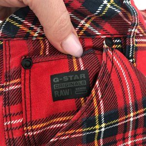 RARE FIND! GStar Raw Reinforced Knee Red Plaid Trouser Sz. 25